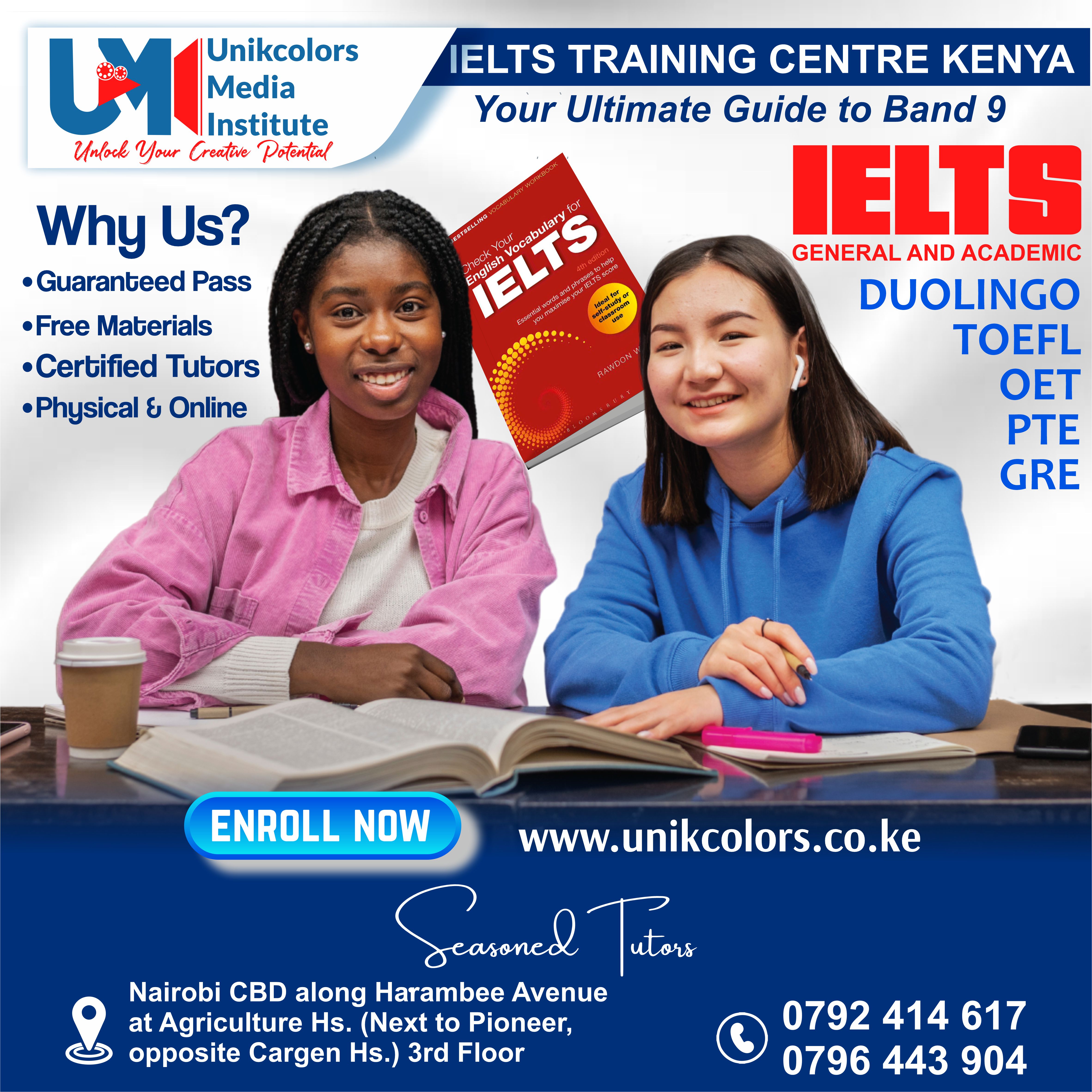 IELTS TRAINING CENTRE KENYA - IELTS PREPARATION | OET | TOEFL | PTE | GRE | DUOLINGO
